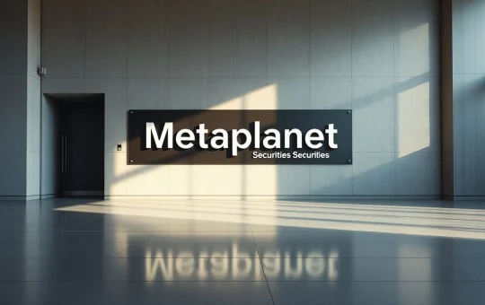 Metaplanet Securities office sign in modern Tokyo lobby