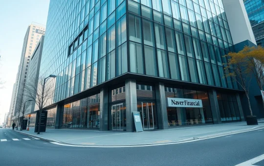 Exterior of Naver Financial office building in Seoul, South Korea
