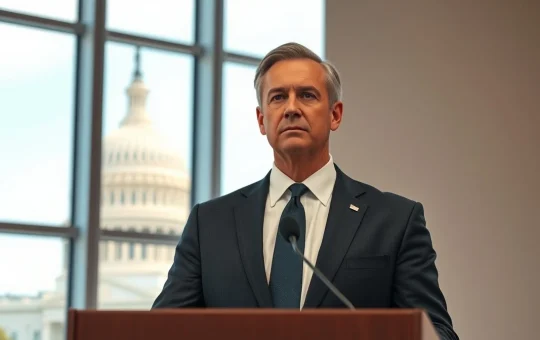 Ripple Chief Legal Officer Stuart Alderoty speaking at a podium with the U.S. Capitol in the background.