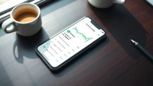 Robinhood app on a smartphone showing a trading dashboard with an AI agent connection toggle.