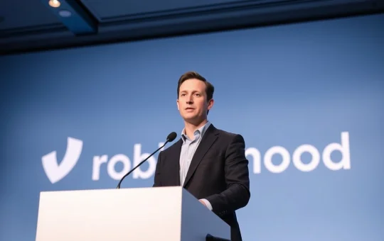 Robinhood CEO Vlad Tenev speaking at a press conference about trading and Trump Accounts