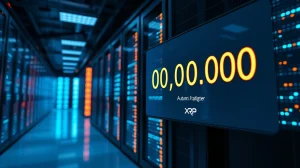 Digital interface showing XRP Ledger AI agent transaction counter approaching 1 million