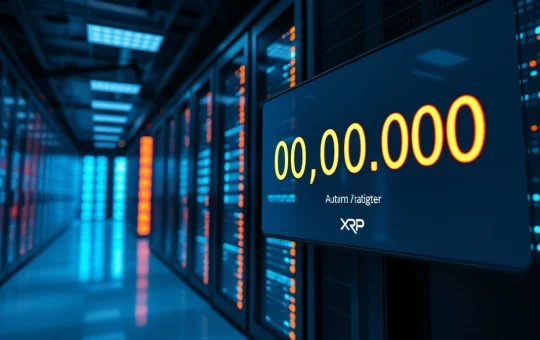 Digital interface showing XRP Ledger AI agent transaction counter approaching 1 million