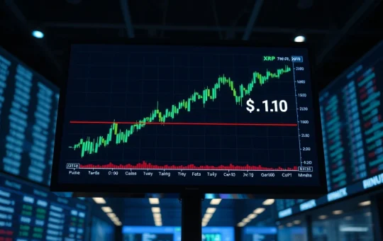 XRP price chart showing a bullish move above $1.10 on a trading terminal