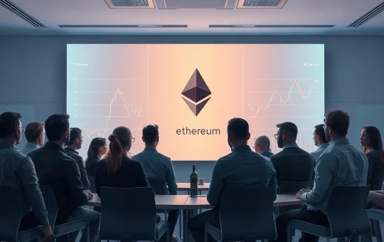 Aave founder Stani Kulechov criticizing EIP-8361 at a blockchain conference with a chart of declining staking rewards.