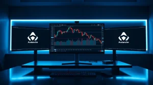 Avalanche AVAX bearish price chart on trading monitors in a professional trading room