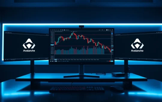 Avalanche AVAX bearish price chart on trading monitors in a professional trading room