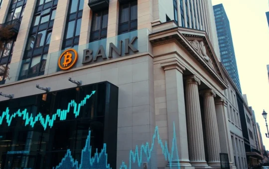 Bank of Montreal building exterior with subtle digital financial data overlay