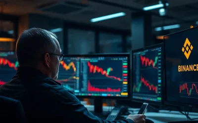 Trader monitoring cryptocurrency charts after Binance delisting announcement