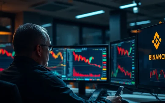 Trader monitoring cryptocurrency charts after Binance delisting announcement
