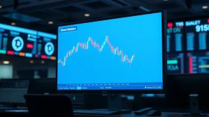 Bitcoin price chart on a trading screen showing a decline below $63,000