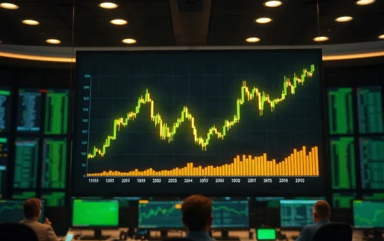 Bitcoin price chart showing a sharp upward move on a trading screen