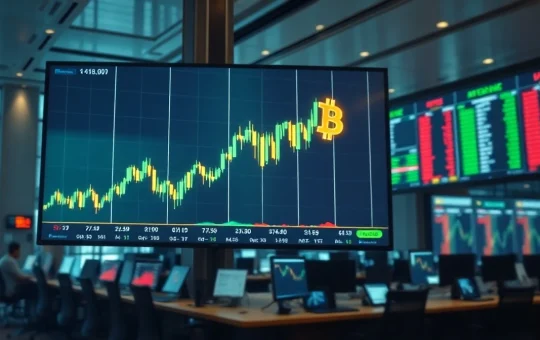 Bitcoin price chart on a trading floor display with bullish momentum ahead of CPI and PPI data