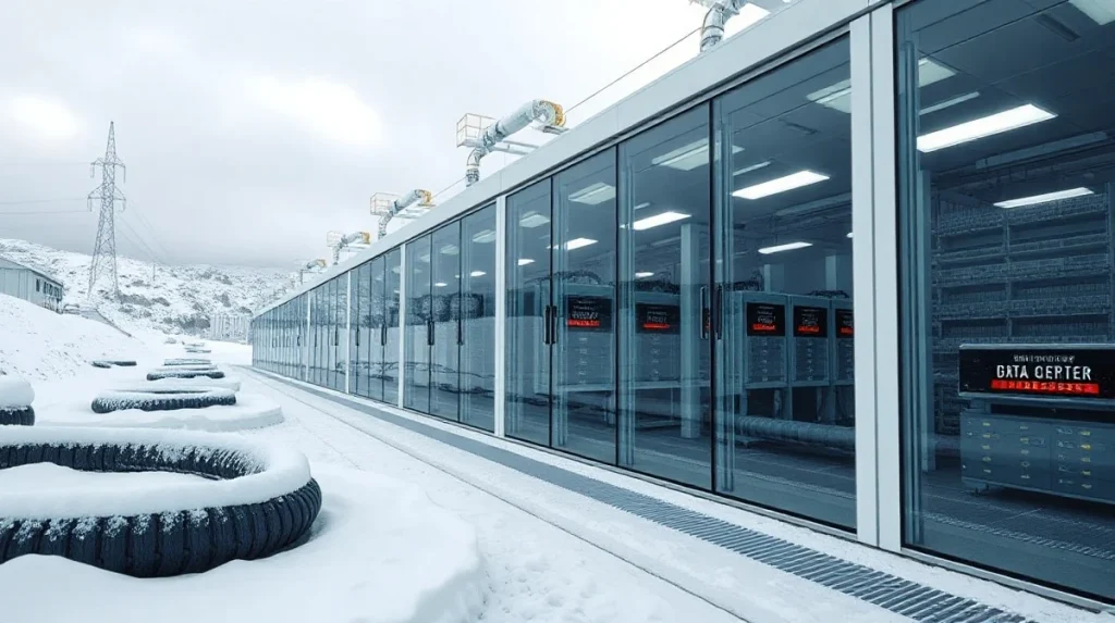 Bitdeer's Norway facility converted into an AI data center with server racks and renewable power infrastructure