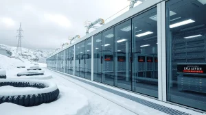 Bitdeer's Norway facility converted into an AI data center with server racks and renewable power infrastructure