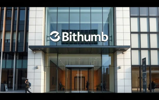 Bithumb headquarters building in Seoul, South Korea, with a modern glass facade
