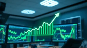 Chainlink LINK price chart analysis with bullish indicators in a trading room