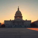 U.S. Capitol building with digital network lines overhead, representing crypto regulation debate
