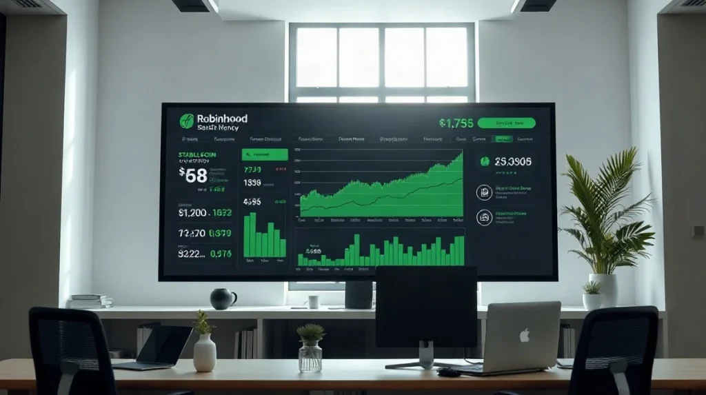 Digital dashboard showing Ethena USDe stablecoin growth on Robinhood Chain