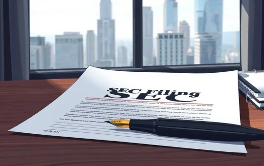 SEC filing document on a desk with a pen, representing Grayscale's ETF withdrawal