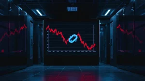 A server room screen showing a crashing price chart after the Harmony Protocol exploit