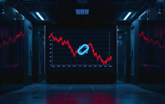 A server room screen showing a crashing price chart after the Harmony Protocol exploit