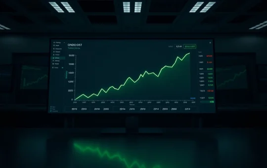ONDO token price chart showing a green upward trend against a stalled market background