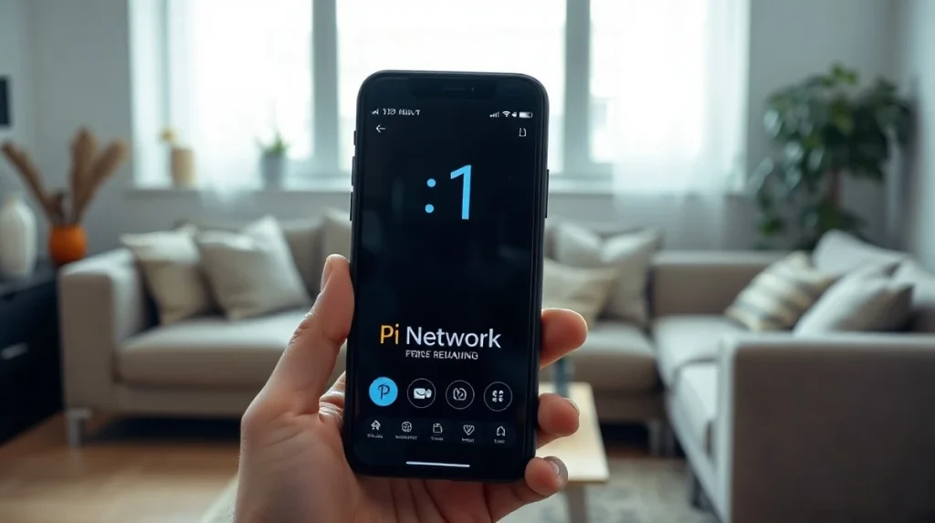 Pi Network app on a smartphone showing a countdown to the August 11 mainnet deadline.