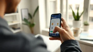 Person using a smartphone app to swap Bitcoin to Ethereum on SimpleSwap.