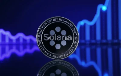 Solana token with a subtle price chart in the background, symbolizing market analysis