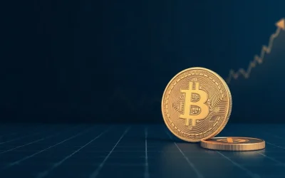 STX token and Bitcoin coin with an upward price chart line, symbolizing the recent STX price breakout.