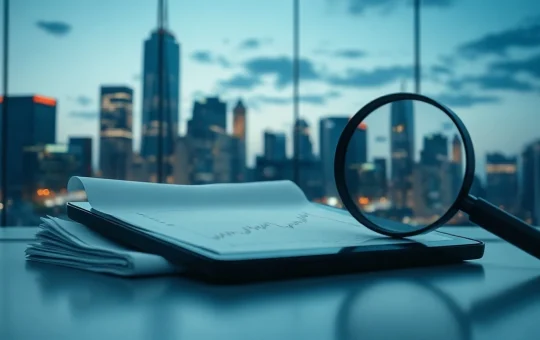 Financial documents and a tablet showing crypto charts under scrutiny, representing the investigation into World Liberty Financial's $100M investment.
