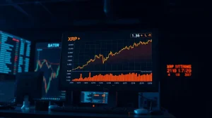 XRP price chart showing a recovery trend near $1.36 on a trading dashboard