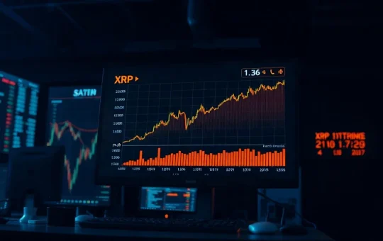 XRP price chart showing a recovery trend near $1.36 on a trading dashboard