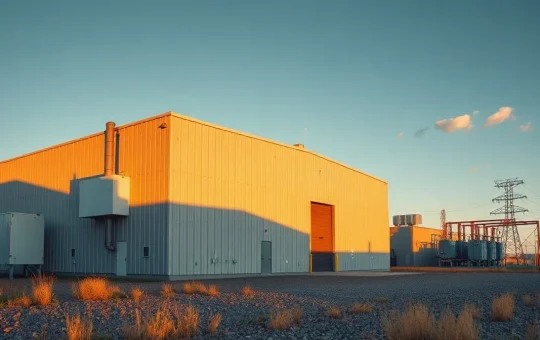 Exterior view of a large cryptocurrency mining facility in Nebraska acquired by Fortitude Mining for Zcash operations