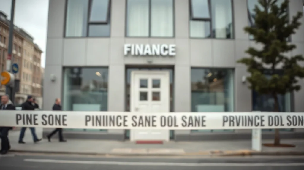 Sealed entrance of a financial office building amid Zondacrypto investigation