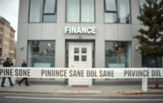 Sealed entrance of a financial office building amid Zondacrypto investigation