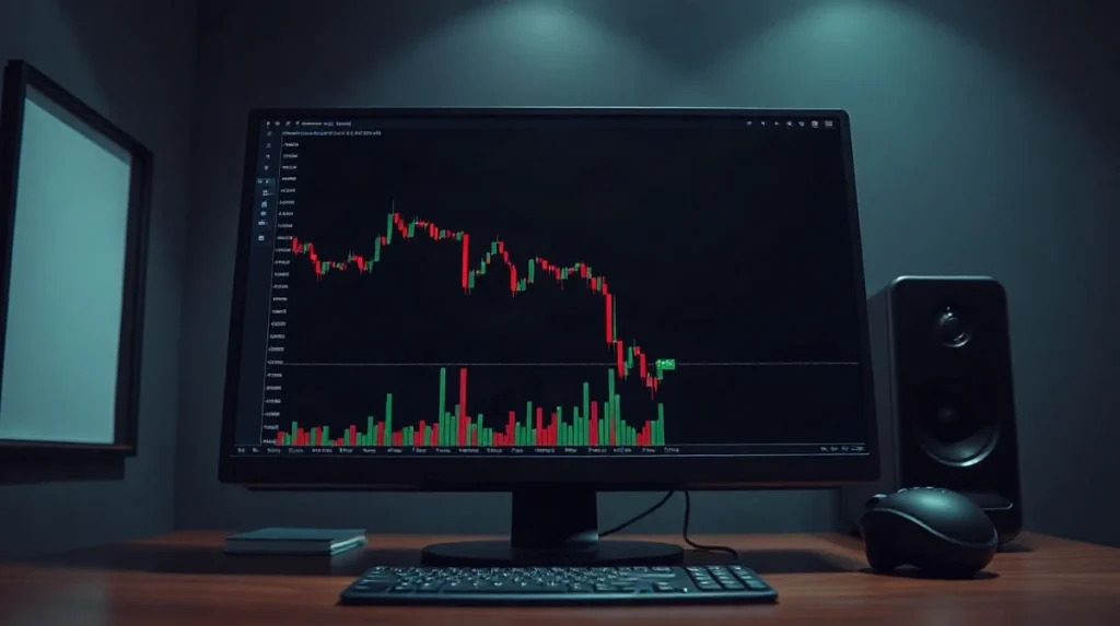 Algorand price chart showing a downtrend and a bounce near the all-time low
