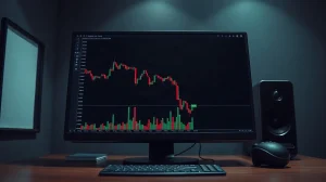 Algorand price chart showing a downtrend and a bounce near the all-time low