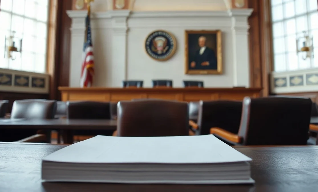 Capitol Hill subcommittee hearing room with a bound report on the dais desk