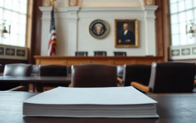 Capitol Hill subcommittee hearing room with a bound report on the dais desk