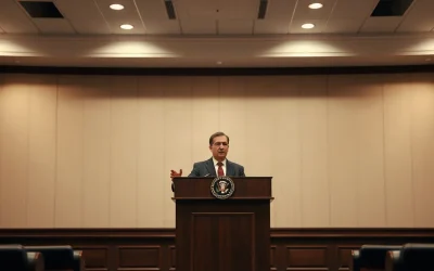 Official speaking at a podium in a formal Washington hearing room about tokenization and crypto market regulation