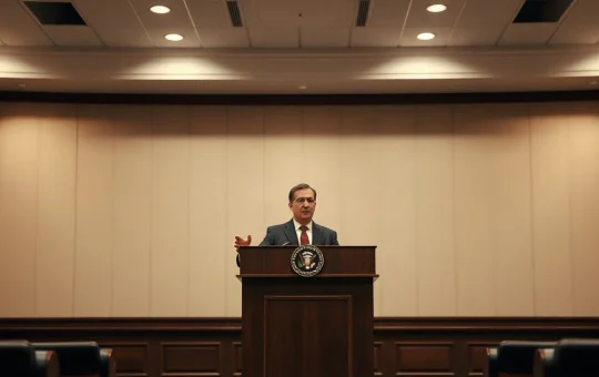 Official speaking at a podium in a formal Washington hearing room about tokenization and crypto market regulation