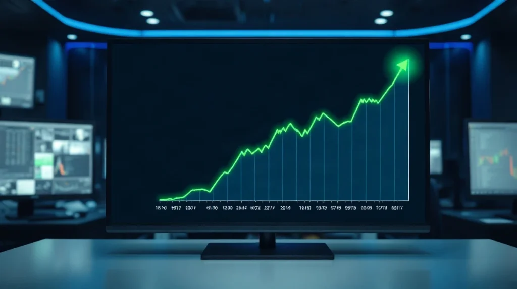 Hyperliquid HYPE price chart showing a bullish breakout with a rising green trendline on a dark trading dashboard