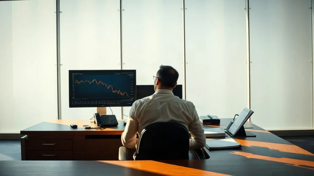 Institutional investor reviewing a bitcoin chart after a market drawdown