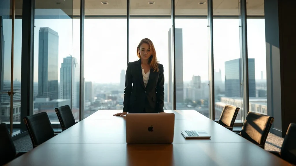 Executive standing in a modern fintech office during a Solana Foundation leadership announcement