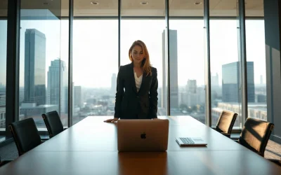 Executive standing in a modern fintech office during a Solana Foundation leadership announcement