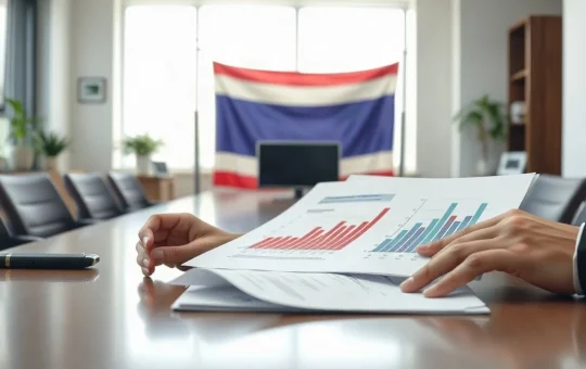 Thai financial regulator reviewing documents in a modern office