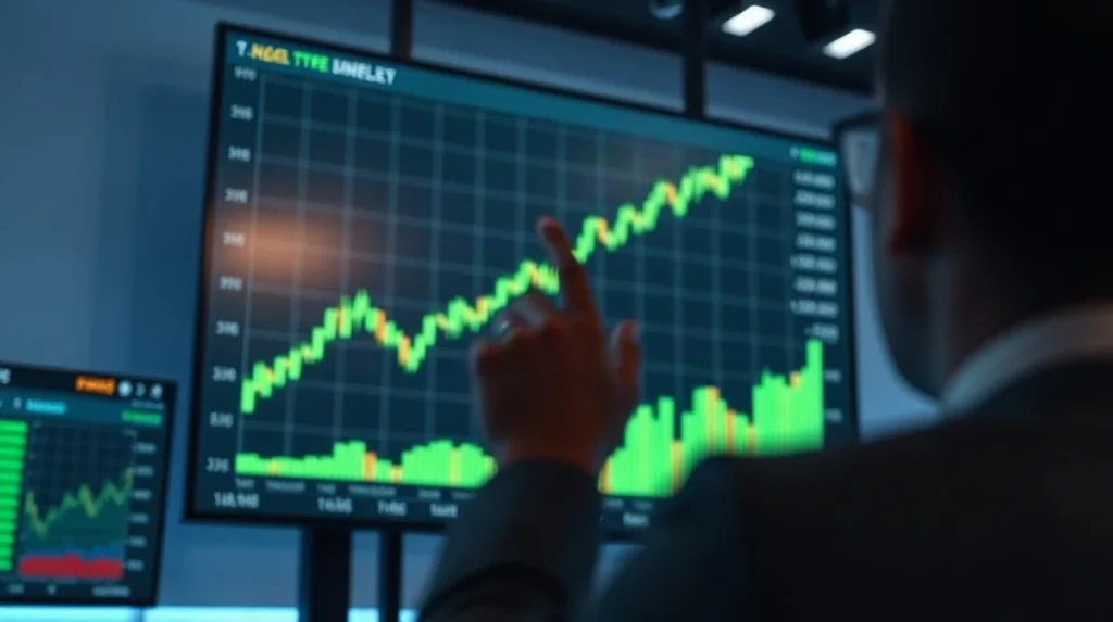 Zcash price chart showing a sharp upward breakout on a trading screen in a financial newsroom