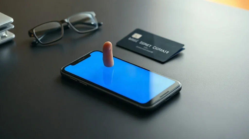 Phone on a dark desk with a tap about to be made, illustrating a self-custodial crypto account